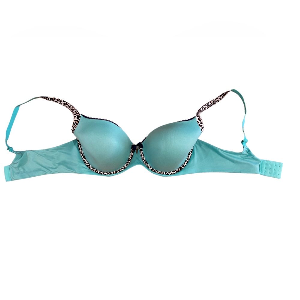 Body By Victoria’s Secret Teal With Leopard Trimmed Lined Demi Bra